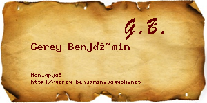 Gerey Benjámin névjegykártya